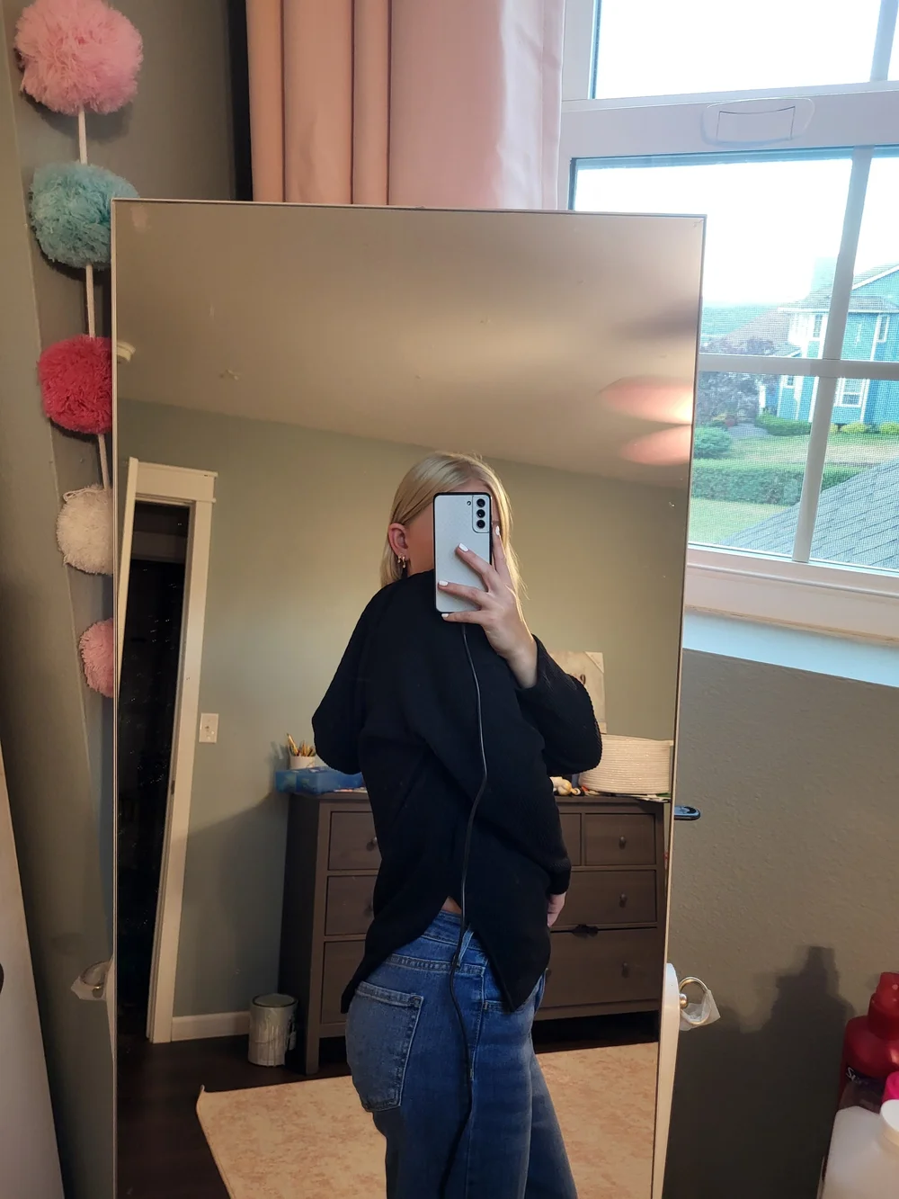 Old Navy Black Long-Sleeve Henley Sweater